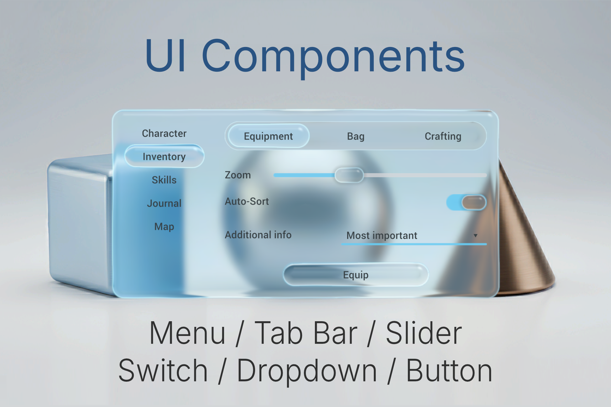 UI components — Menu, Tab Bar, Slider, Switch, Dropdown, Button